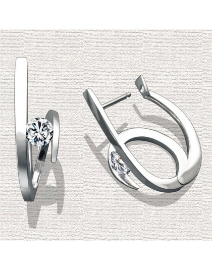Blaike kreatywna moda 925 srebrny geometryczny kolczyki dla kobiet biały cyrkon kolczyk Wedding Party biżuteria walentynki preze
