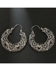 Tocona Vintage Antique srebrny Hollow rzeźba spadek kolczyki dla kobiet etniczne Alloy Piercing dynda kolczyki biżuteria pendien