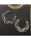 Tocona Vintage Antique srebrny Hollow rzeźba spadek kolczyki dla kobiet etniczne Alloy Piercing dynda kolczyki biżuteria pendien