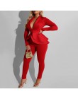 Plus rozmiar biurowa, damska Blue Pink 2 dwuczęściowy zestaw topy i spodnie elegancka kobieta Casual Business dopasowany garnitu