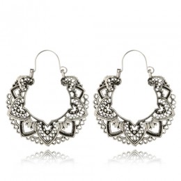 Tocona Vintage Antique srebrny Hollow rzeźba spadek kolczyki dla kobiet etniczne Alloy Piercing dynda kolczyki biżuteria pendien