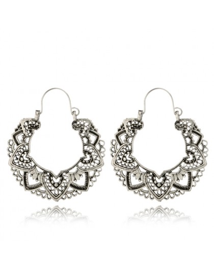 Tocona Vintage Antique srebrny Hollow rzeźba spadek kolczyki dla kobiet etniczne Alloy Piercing dynda kolczyki biżuteria pendien