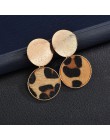 Moda okrągłe Leopard kolczyki kobiety śliczne kolorowe futro złoty kolorowy wisiorek dynda kolczyki dla kobiet oświadczenie biżu