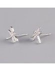 100% 925 Sterling Silver zapobiec alergii Dragonfly stadniny kolczyki dla kobiet dziewczyn biżuteria Pendientes