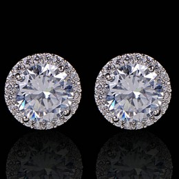 2020 nowych moda kobiety dziewczyna biały kryształ Rhinestone okrągły Metal cyrkon Ear Stud kolczyki Patry kolczyk biżuteria