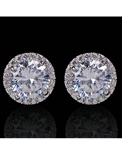 2020 nowych moda kobiety dziewczyna biały kryształ Rhinestone okrągły Metal cyrkon Ear Stud kolczyki Patry kolczyk biżuteria