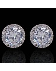 2020 nowych moda kobiety dziewczyna biały kryształ Rhinestone okrągły Metal cyrkon Ear Stud kolczyki Patry kolczyk biżuteria