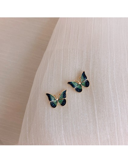 MENGJIQIAO nowy koreański elegancki śliczny motyl stadniny kolczyki dla kobiet dziewczyn Simeple piękny Boucle D'oreille prezent