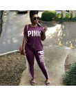 RAISEVERN różowy list drukuj dresy damski zestaw dwuczęściowy wiosenna ulica t-shirt topy i zestaw do joggingu hotelu na co dzie