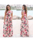 Kobiety długa, maksi sukienka 2020 lato kwiatowy Print Boho plaża sukienka z krótkim rękawem suknia wieczorowa tunika Vestidos P