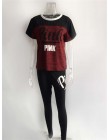 RAISEVERN różowy list drukuj dresy damski zestaw dwuczęściowy wiosenna ulica t-shirt topy i zestaw do joggingu hotelu na co dzie