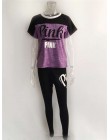 RAISEVERN różowy list drukuj dresy damski zestaw dwuczęściowy wiosenna ulica t-shirt topy i zestaw do joggingu hotelu na co dzie
