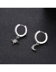 Biżuteria damska srebrne okrągłe kolczyki w ucho z kryształkami diamencikami złote srebrne gwiazda księżyc