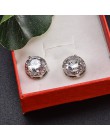 2020 nowych moda kobiety dziewczyna biały kryształ Rhinestone okrągły Metal cyrkon Ear Stud kolczyki Patry kolczyk biżuteria