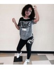 RAISEVERN różowy list drukuj dresy damski zestaw dwuczęściowy wiosenna ulica t-shirt topy i zestaw do joggingu hotelu na co dzie