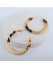 Moda Bohemia octan akrylowy Hoop kolczyki dla kobiet Vintage wzór w cętki koło Hoops kolczyk ze stopu za biżuteria kobieta 2019
