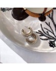 MENGJIQIAO Vintage japonia koreański koło kolorowe kryształowe kolczyki moda imitacja perły Boucle D'oreille biżuteria dziewczęc