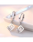 Anenjery 925 Sterling Silver Cube Love Window cyrkon Sugar Drop kolczyki dla kobiet brincos najlepszy prezent S-E228