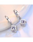 Anenjery 925 Sterling Silver Cube Love Window cyrkon Sugar Drop kolczyki dla kobiet brincos najlepszy prezent S-E228