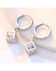 Anenjery 925 Sterling Silver Cube Love Window cyrkon Sugar Drop kolczyki dla kobiet brincos najlepszy prezent S-E228