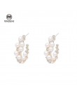 MENGJIQIAO koreański nowy Handmade elegancka perła kryształ śliczne kolczyki Hoop dla kobiet studenci koło Boucle d'oreille biżu