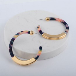 Moda Bohemia octan akrylowy Hoop kolczyki dla kobiet Vintage wzór w cętki koło Hoops kolczyk ze stopu za biżuteria kobieta 2019