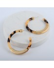 Moda Bohemia octan akrylowy Hoop kolczyki dla kobiet Vintage wzór w cętki koło Hoops kolczyk ze stopu za biżuteria kobieta 2019