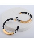 Moda Bohemia octan akrylowy Hoop kolczyki dla kobiet Vintage wzór w cętki koło Hoops kolczyk ze stopu za biżuteria kobieta 2019
