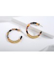 Moda Bohemia octan akrylowy Hoop kolczyki dla kobiet Vintage wzór w cętki koło Hoops kolczyk ze stopu za biżuteria kobieta 2019