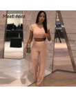2 dwuczęściowy zestaw kobiet żebrowane O Neck krótki top i zestaw długich spodni Sexy jesień z krótkim rękawem dres kobiet Conju
