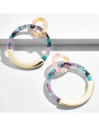 Moda Bohemia octan akrylowy Hoop kolczyki dla kobiet Vintage wzór w cętki koło Hoops kolczyk ze stopu za biżuteria kobieta 2019