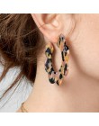Moda Bohemia octan akrylowy Hoop kolczyki dla kobiet Vintage wzór w cętki koło Hoops kolczyk ze stopu za biżuteria kobieta 2019