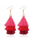 3 warstwowe artystyczne z frędzlami luksusowe modne kolczyki z frędzlem Boho indyjska biżuteria kolczyki Boho valentine kolczyki
