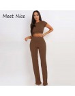 2 dwuczęściowy zestaw kobiet żebrowane O Neck krótki top i zestaw długich spodni Sexy jesień z krótkim rękawem dres kobiet Conju