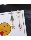 XEDZ gorące kreatywne ozdoby świąteczne stylowe boże narodzenie SnowmanTree Pentagram list asymetryczne kolczyki biżuteria na pr