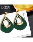 X & P geometryczne drewno spadek kolczyki dla kobiet moda koreański Vintage komunikat metalowy mały trójkąt dynda kolczyk biżute