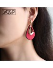 X & P geometryczne drewno spadek kolczyki dla kobiet moda koreański Vintage komunikat metalowy mały trójkąt dynda kolczyk biżute