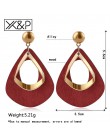 X & P geometryczne drewno spadek kolczyki dla kobiet moda koreański Vintage komunikat metalowy mały trójkąt dynda kolczyk biżute