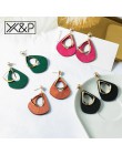 X & P geometryczne drewno spadek kolczyki dla kobiet moda koreański Vintage komunikat metalowy mały trójkąt dynda kolczyk biżute