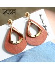 X & P geometryczne drewno spadek kolczyki dla kobiet moda koreański Vintage komunikat metalowy mały trójkąt dynda kolczyk biżute