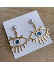 2020 Street Style Eye kolczyk akcesoria moda złoty kolor geometryczna pętla Pearl emalia Evil Eye kreatywne kolczyki dla kobiet