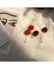 MENGJIQIAO 2019 nowa japonia koreański Cherry Shaped spadek kolczyki dla kobiet słodkie dziewczyny śliczne Brincos Line Pendient