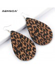 AENSOA proste Vintage Leopard drewniane kolczyki afrykańskie łzy spadek kolczyki dla kobiet drewniana kropla wody wisiorek biżut