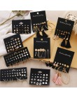 EN 12 Pairs Flower kolczyki damskie zestaw Pearl Crystal stadniny kolczyki Boho geometryczne Tassel kolczyki dla kobiet 2020 biż