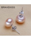 BRAVEKISS naturalne perły słodkowodne kolczyki 925 kolczyki sztyfty ze srebra wysokiej próby dla kobiet eleganckie stadniny różo