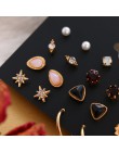 EN 12 Pairs Flower kolczyki damskie zestaw Pearl Crystal stadniny kolczyki Boho geometryczne Tassel kolczyki dla kobiet 2020 biż