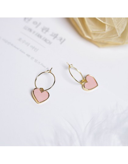 Koreański Sweety piękny styl spadek kolczyki skóra syntetyczna kolorowe serce pendientes mujer moda