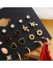 EN 12 Pairs Flower kolczyki damskie zestaw Pearl Crystal stadniny kolczyki Boho geometryczne Tassel kolczyki dla kobiet 2020 biż