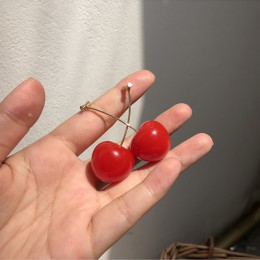 MENGJIQIAO 2019 nowa japonia koreański Cherry Shaped spadek kolczyki dla kobiet słodkie dziewczyny śliczne Brincos Line Pendient