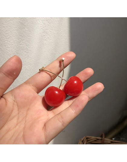 MENGJIQIAO 2019 nowa japonia koreański Cherry Shaped spadek kolczyki dla kobiet słodkie dziewczyny śliczne Brincos Line Pendient